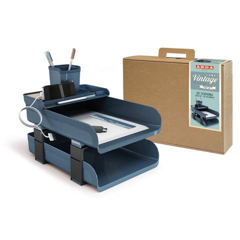 Set scrivania 5 pezzi Arda Vintage Sugar 25,4x33,5xH.28 cm azzurro 830SU